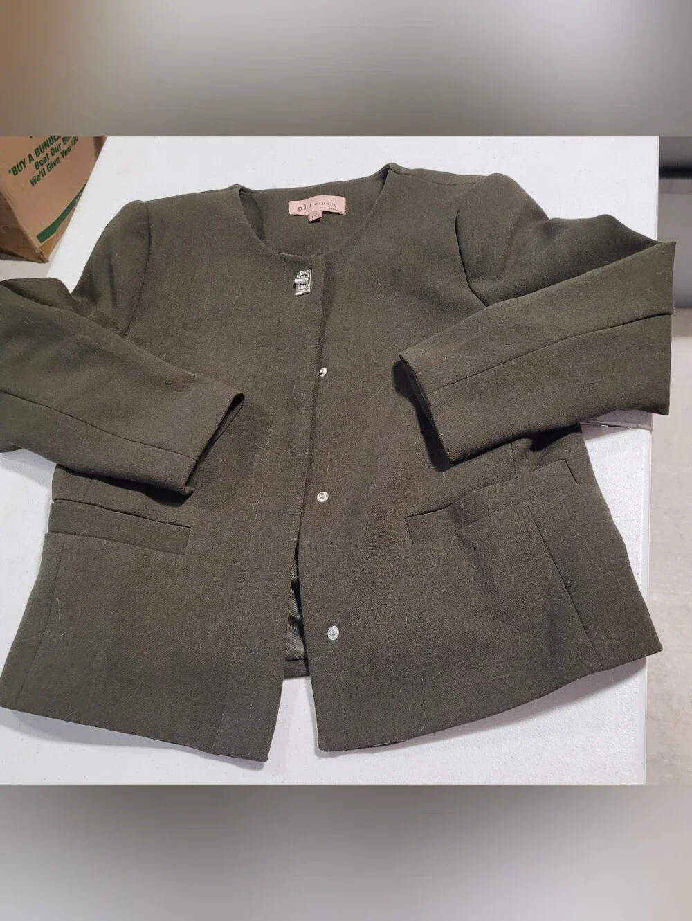 philosophy dark olive green tailored jacket
